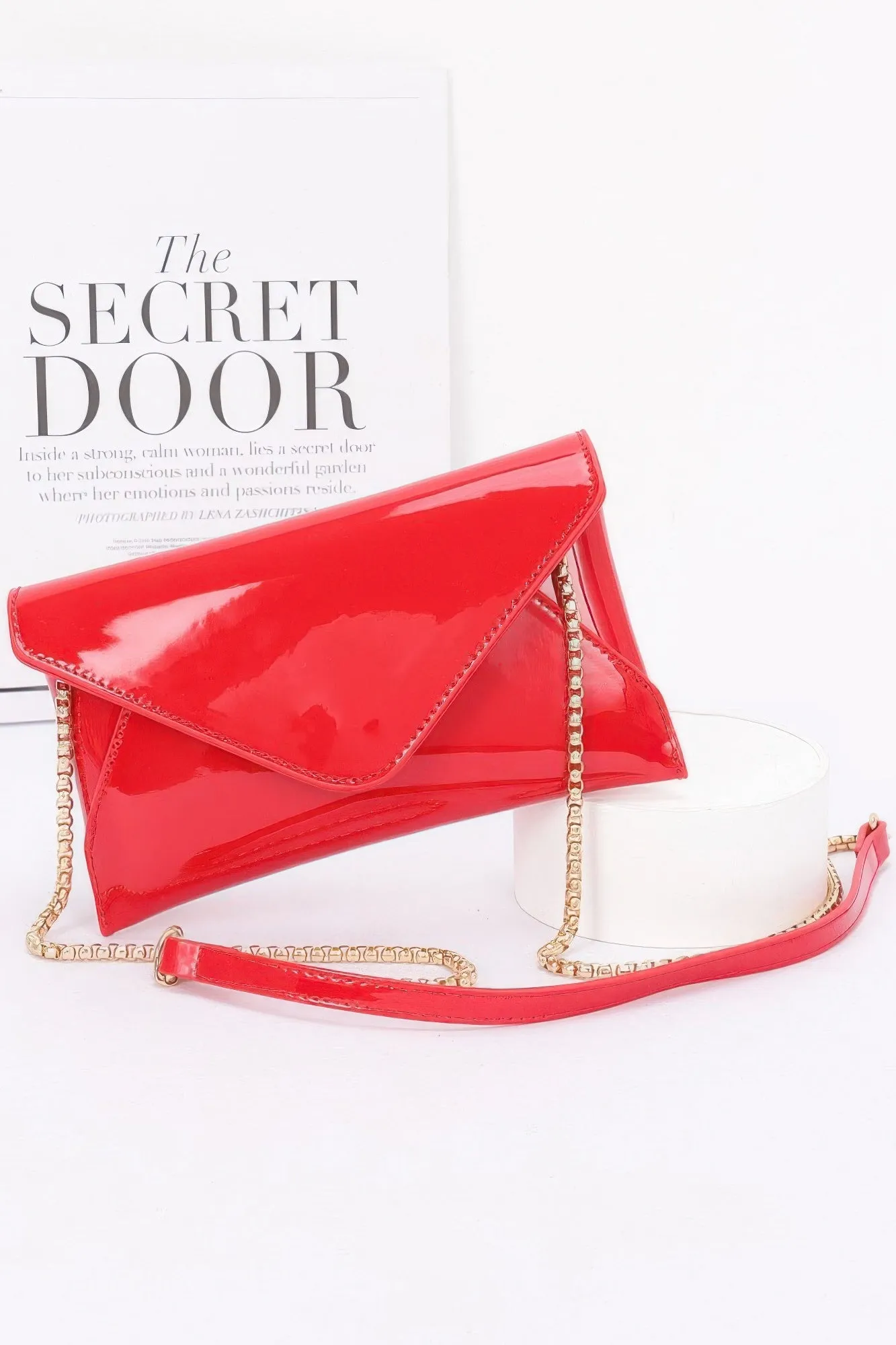Enamel Envelope Clutch