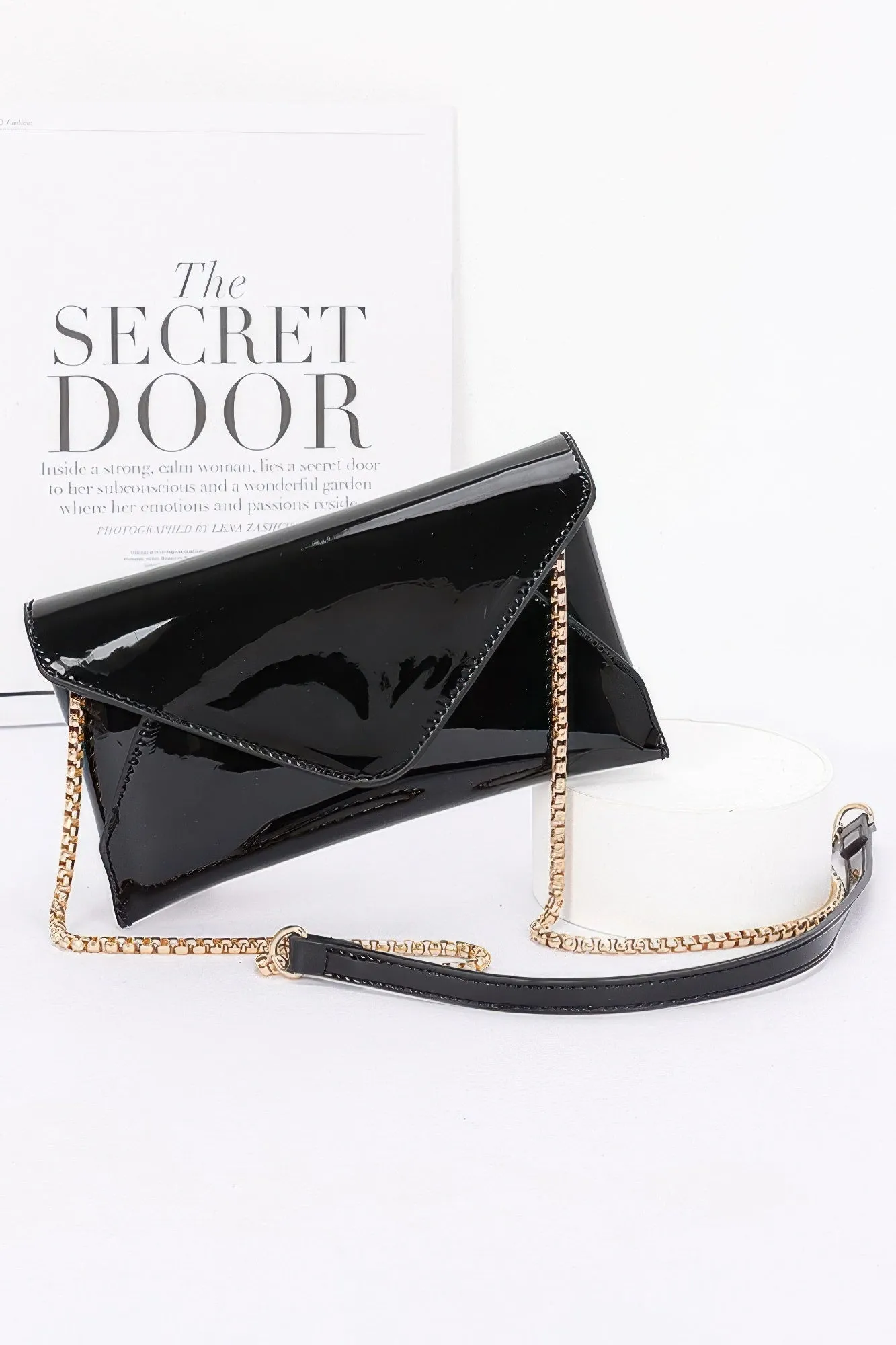 Enamel Envelope Clutch