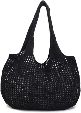 ENBEI Crochet Beach Bag - Women's Knit Shoulder Bags for Travel - Cute, Handmade Tote