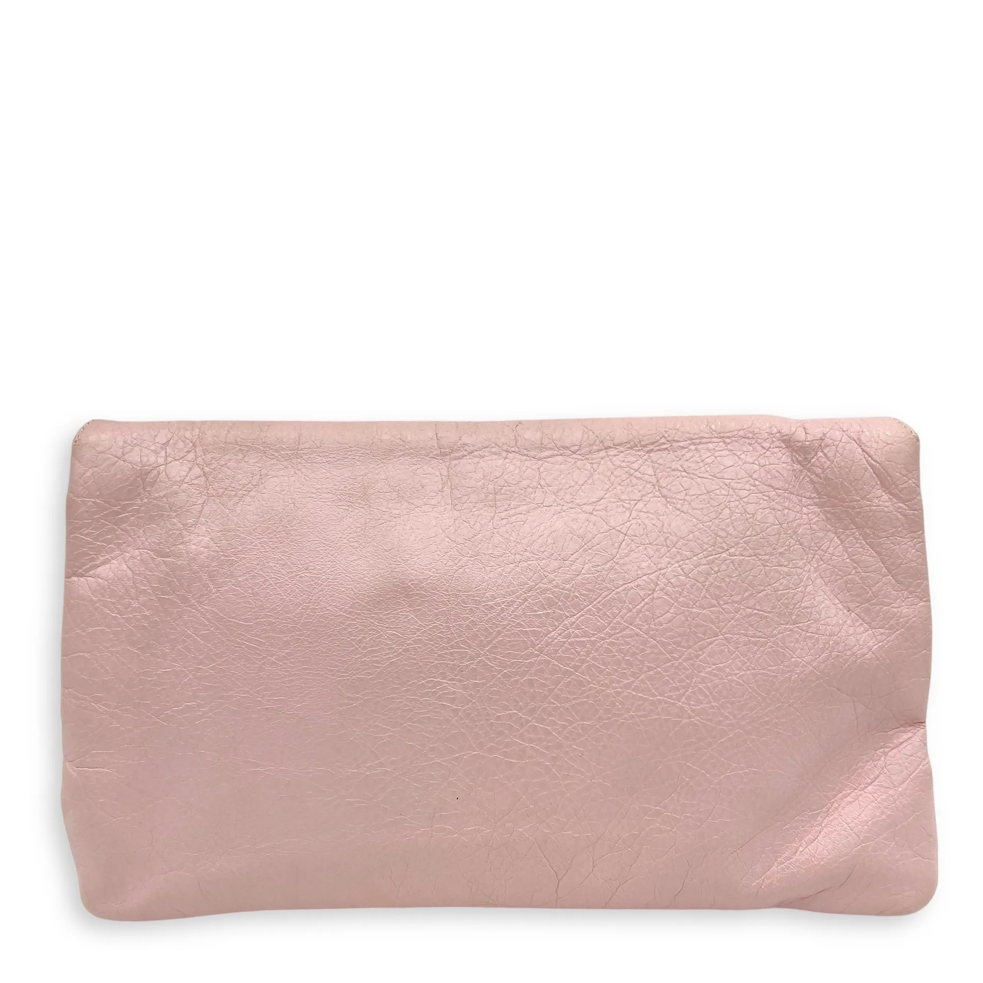 Envelope Clutch Pink in Distressed Leather, Gold hardware