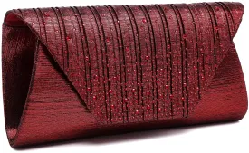 Envelope Clutch Red Glitter Rhinestone Evening Purse Bag
