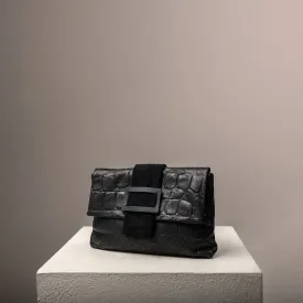 Eva Clutch Bag -  Black Croco