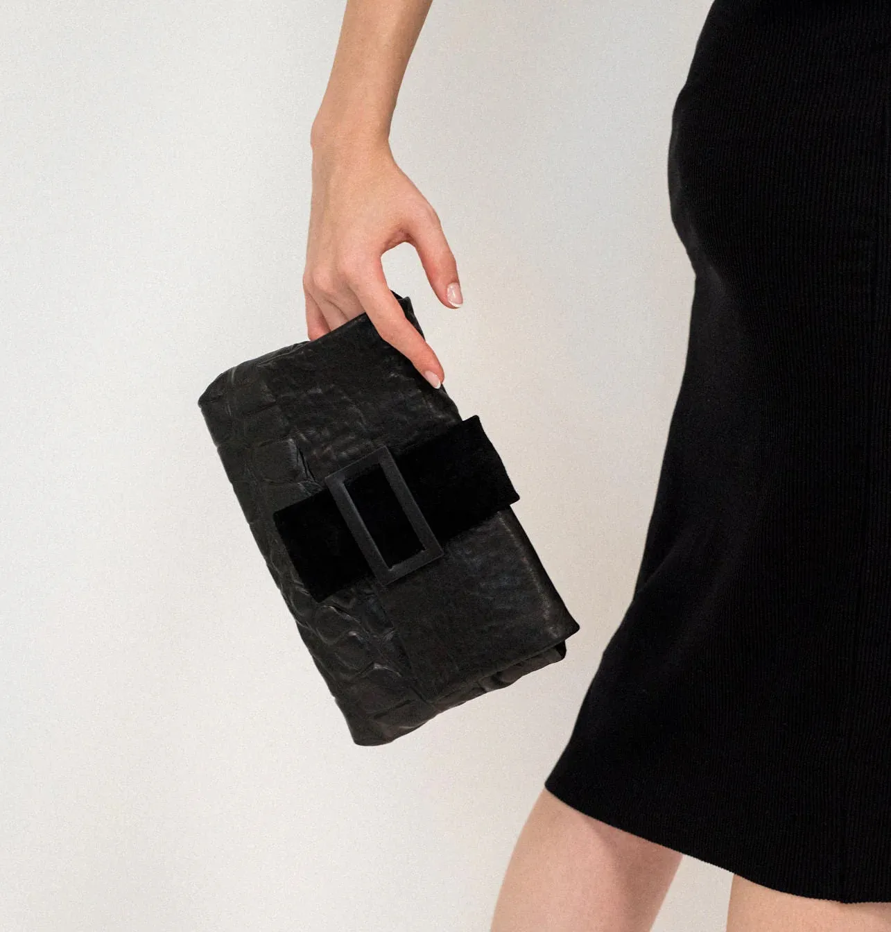 Eva Clutch Bag -  Black Croco