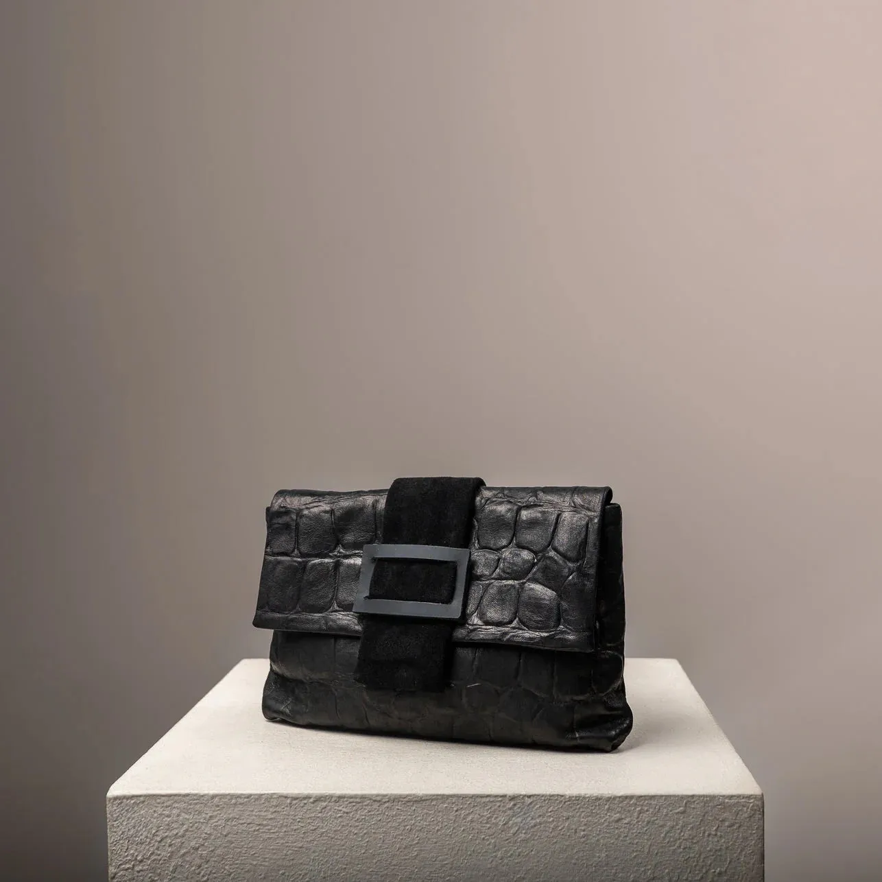 Eva Clutch Bag -  Black Croco