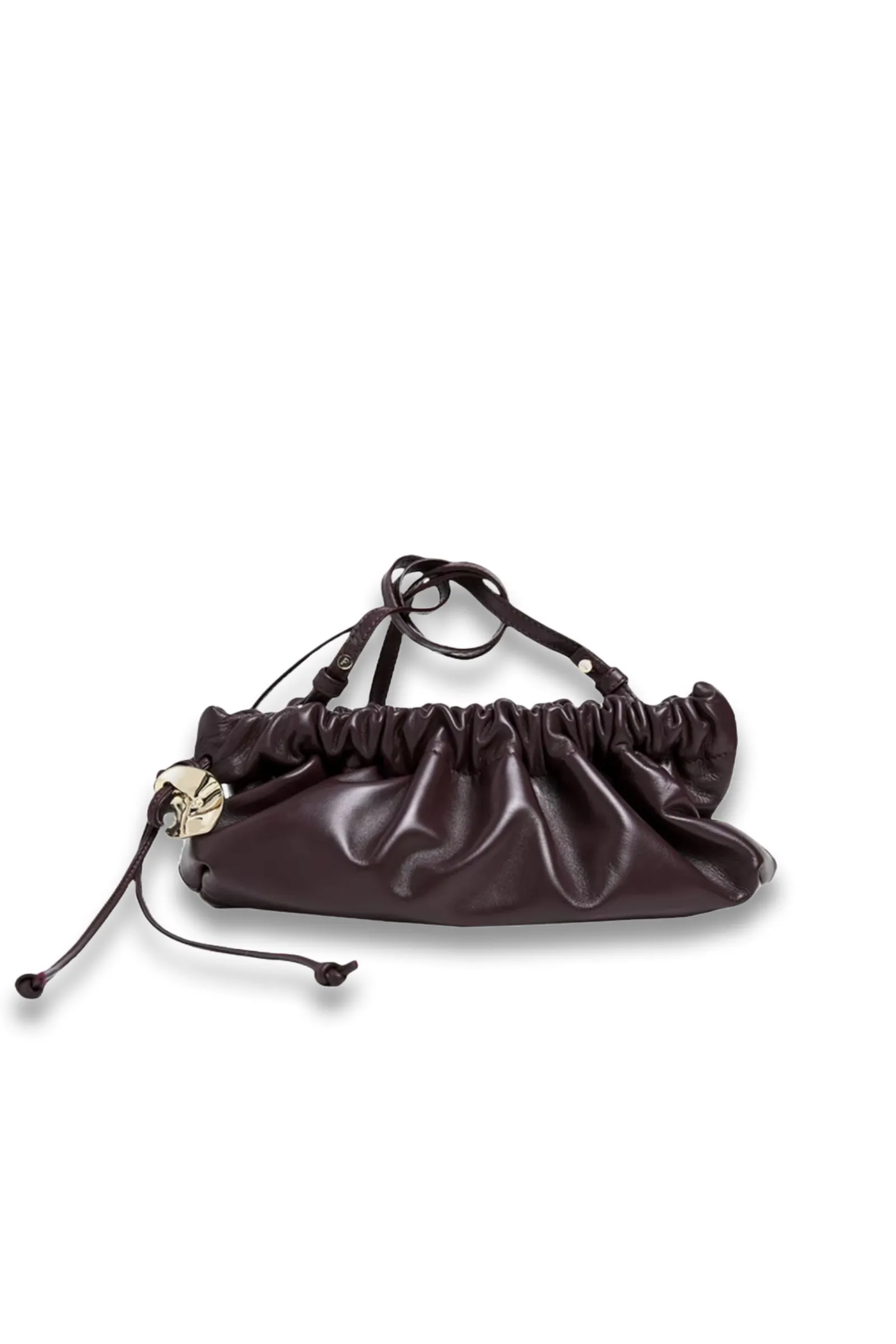 Flattered Cissi Leather Ruched Clutch Bag, Burgundy