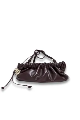 Flattered Cissi Leather Ruched Clutch Bag, Burgundy
