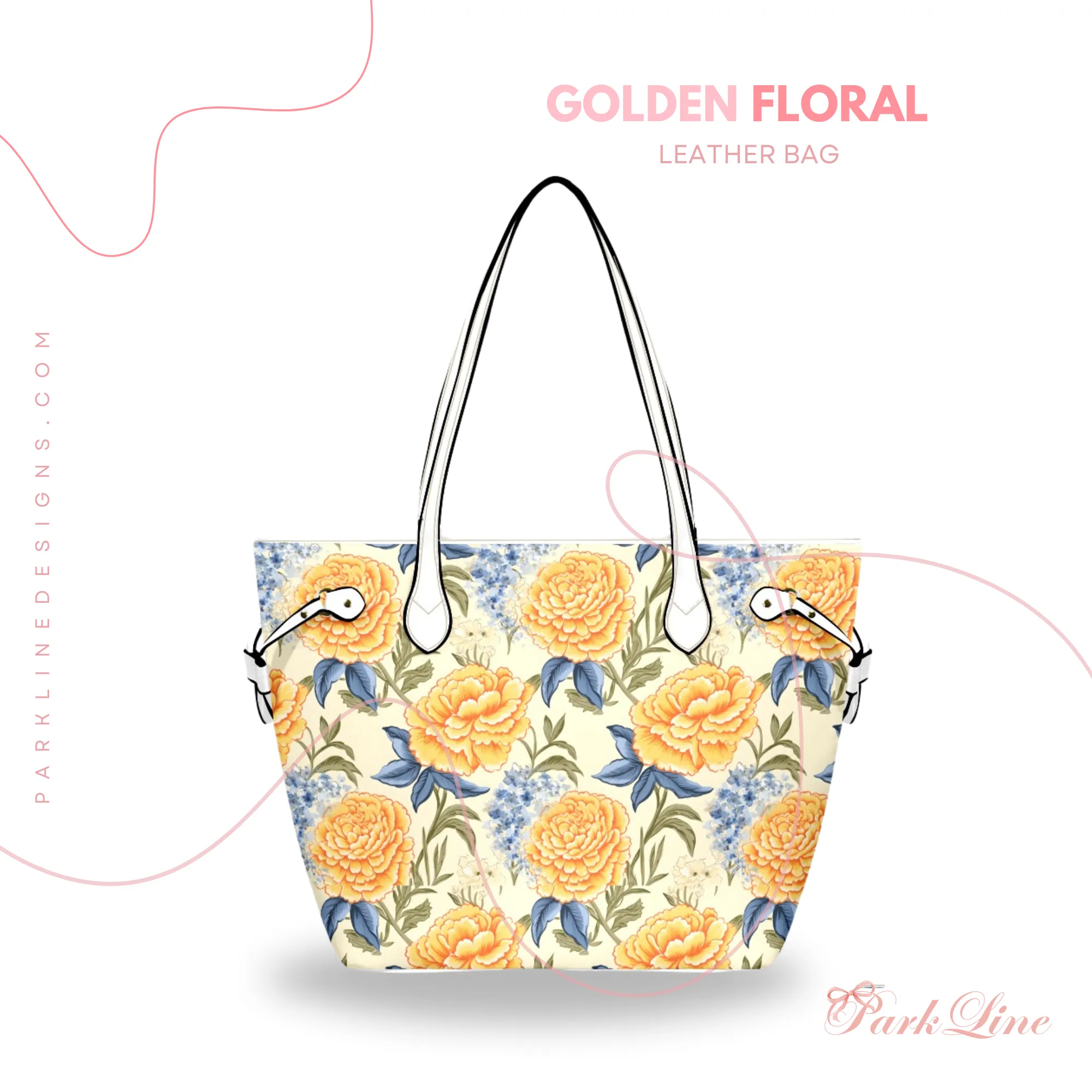Floral Stems Leather Bag | Watercolor Peonies Pattern | Perfect Gift for Her | Elegant & Durable Fashion Tote