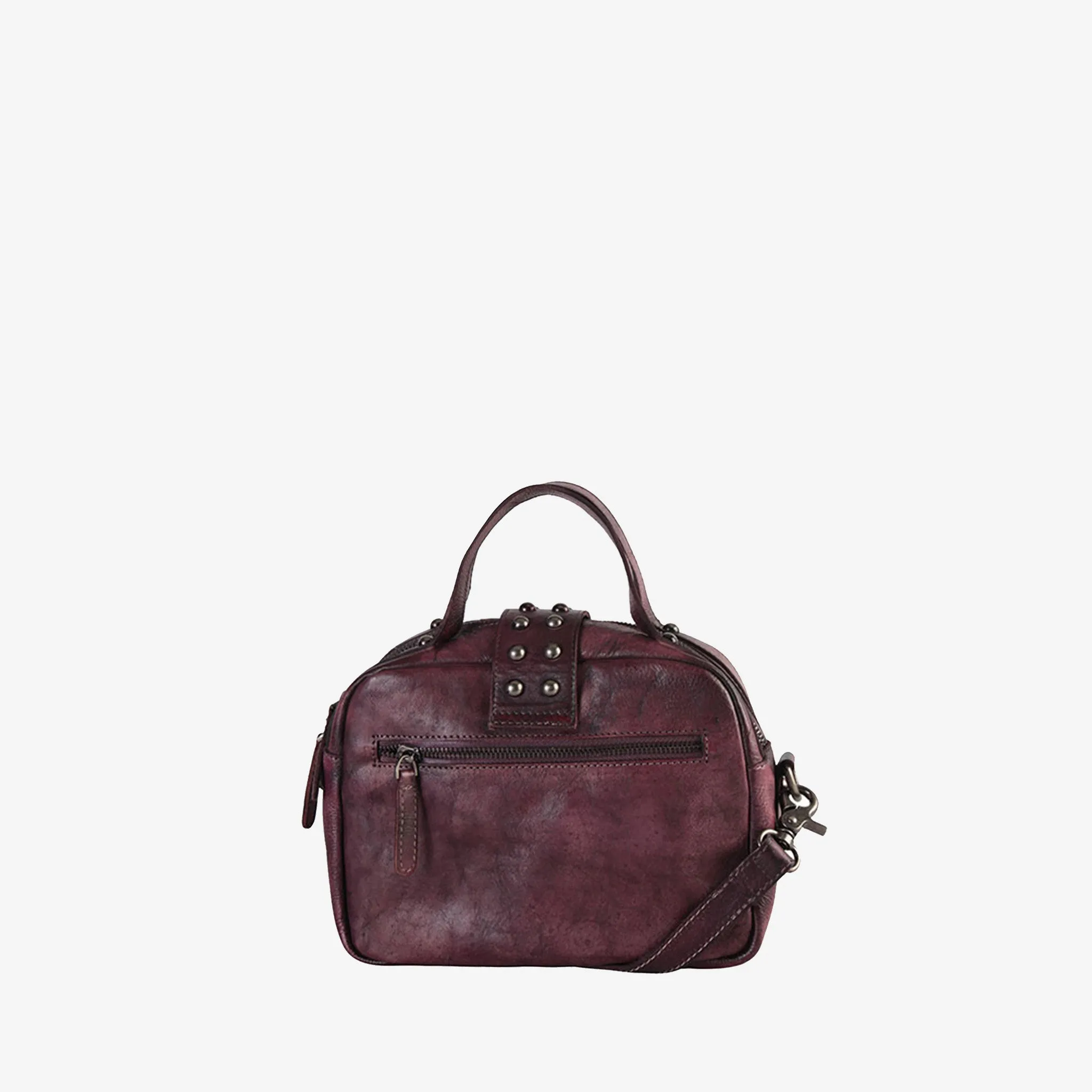 Genuine Leather Round Studded Mini Tote Bag