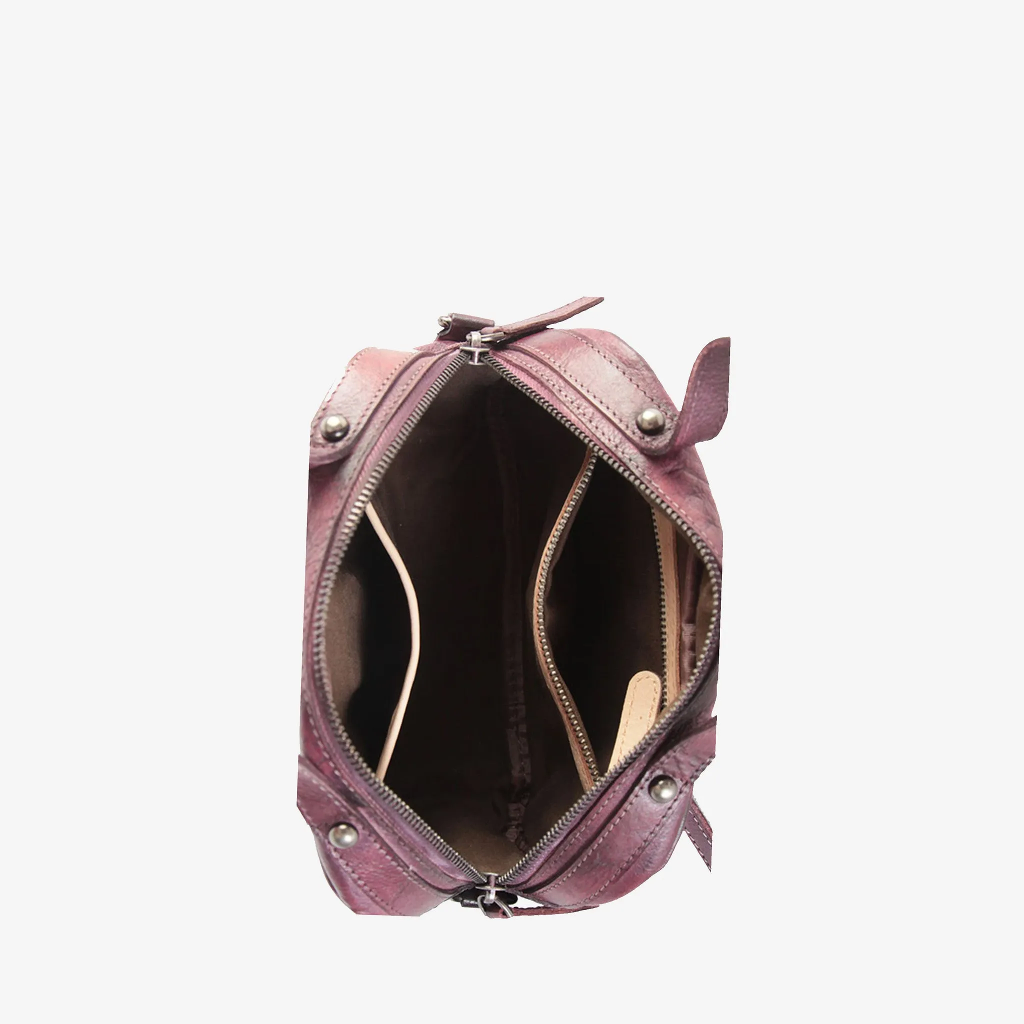 Genuine Leather Round Studded Mini Tote Bag