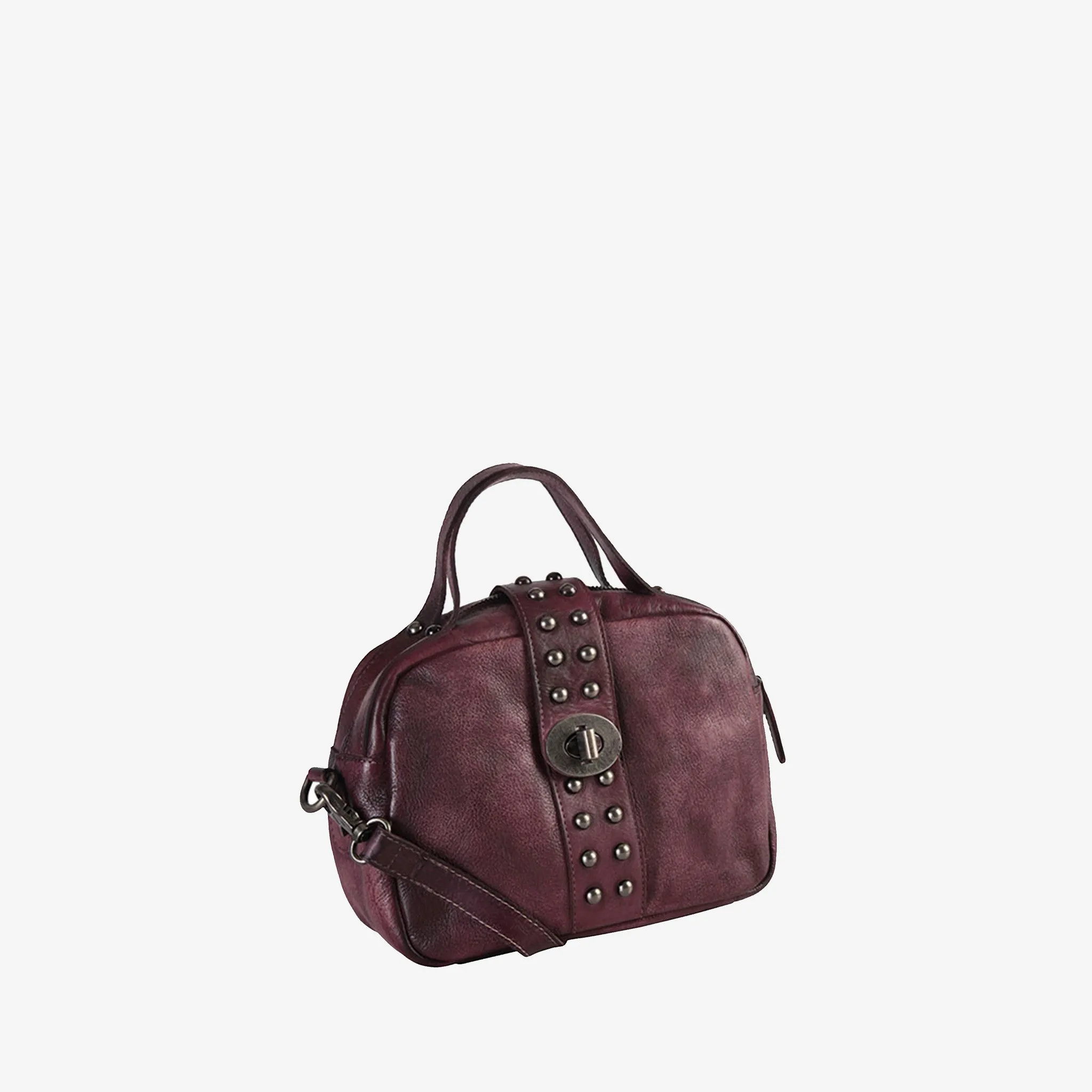 Genuine Leather Round Studded Mini Tote Bag