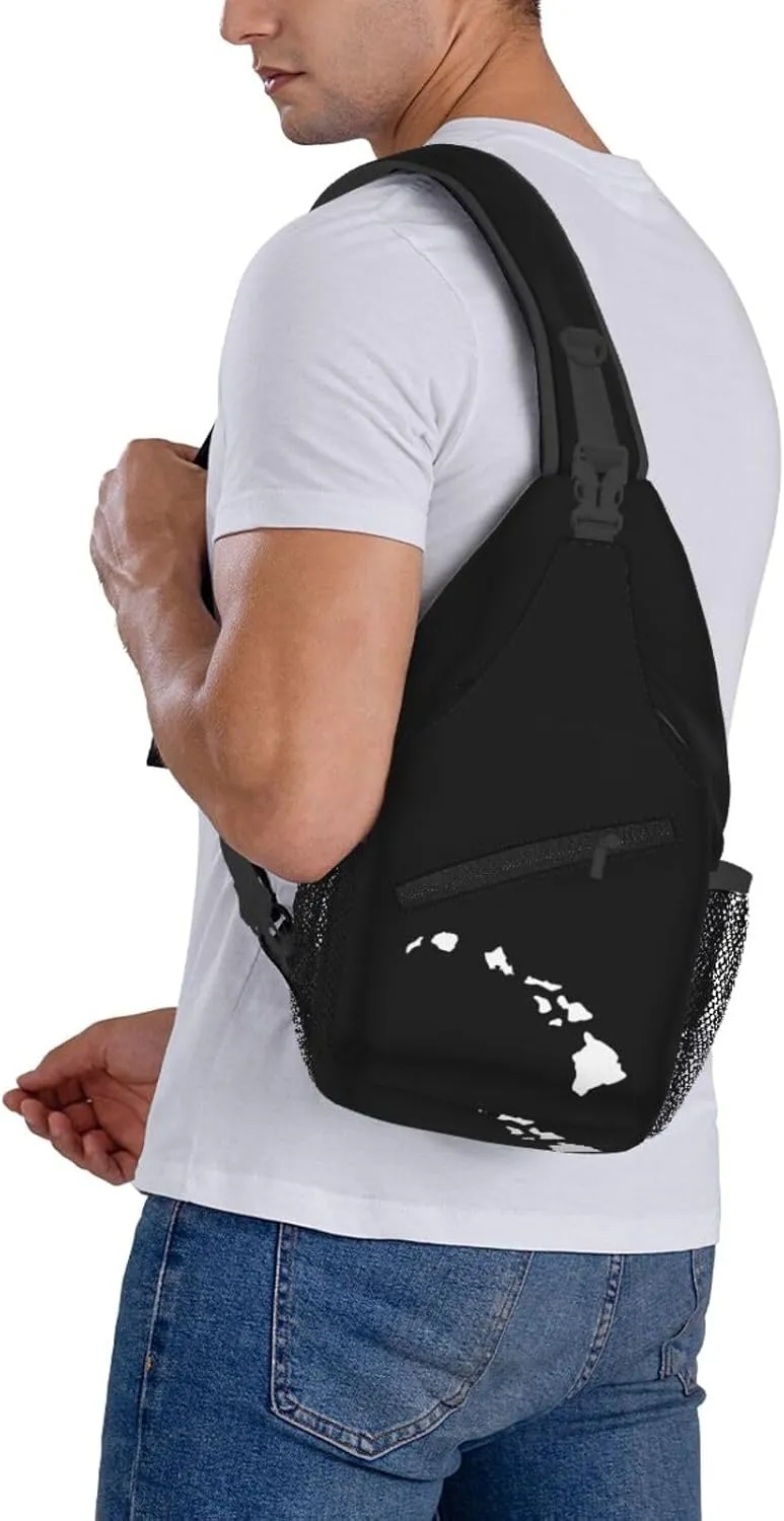 Hawaii Hawaiian Island Sling Backpack Shoulder Chest Bag For Men Women Hiking Travel Crossbody Daypack