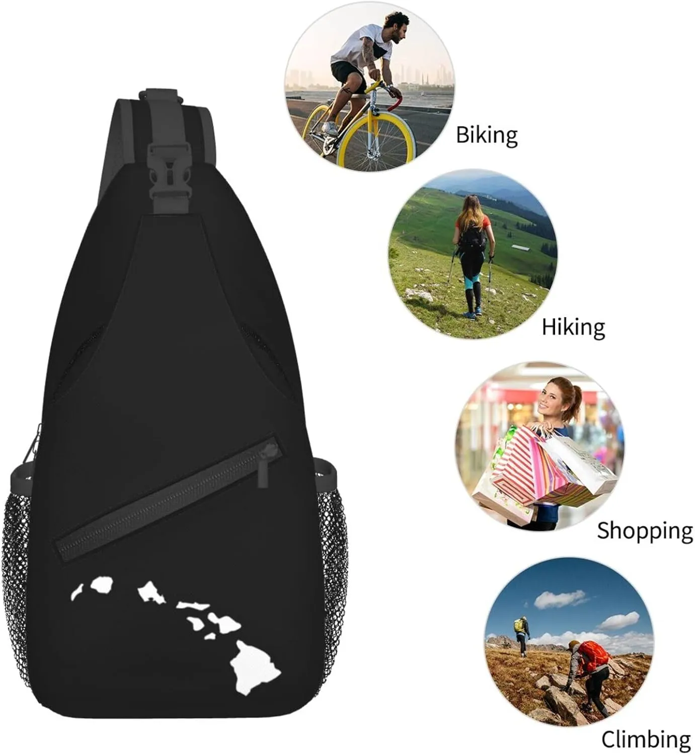 Hawaii Hawaiian Island Sling Backpack Shoulder Chest Bag For Men Women Hiking Travel Crossbody Daypack