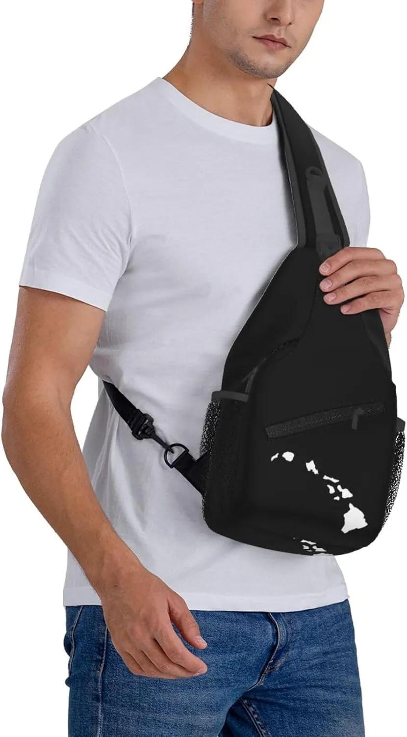 Hawaii Hawaiian Island Sling Backpack Shoulder Chest Bag For Men Women Hiking Travel Crossbody Daypack