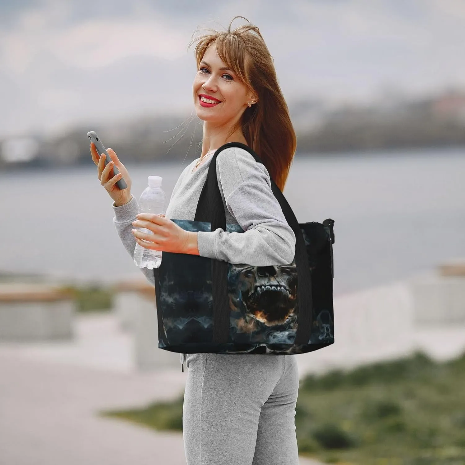 Horror Ghost Skull Small Duffel Bag Foldable Travel Bag Weekender Bag Overnight Gym Hospital Bags For Women&Men