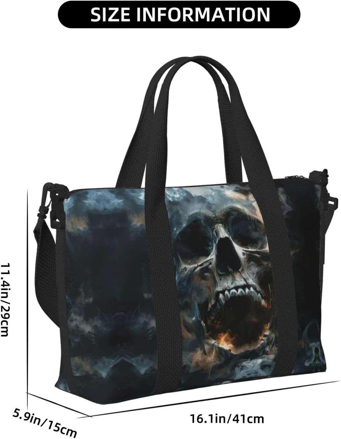 Horror Ghost Skull Small Duffel Bag Foldable Travel Bag Weekender Bag Overnight Gym Hospital Bags For Women&Men