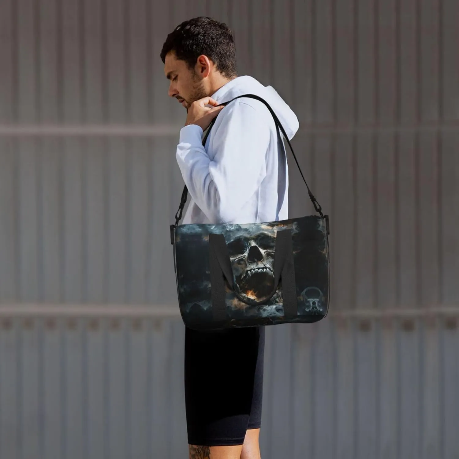 Horror Ghost Skull Small Duffel Bag Foldable Travel Bag Weekender Bag Overnight Gym Hospital Bags For Women&Men