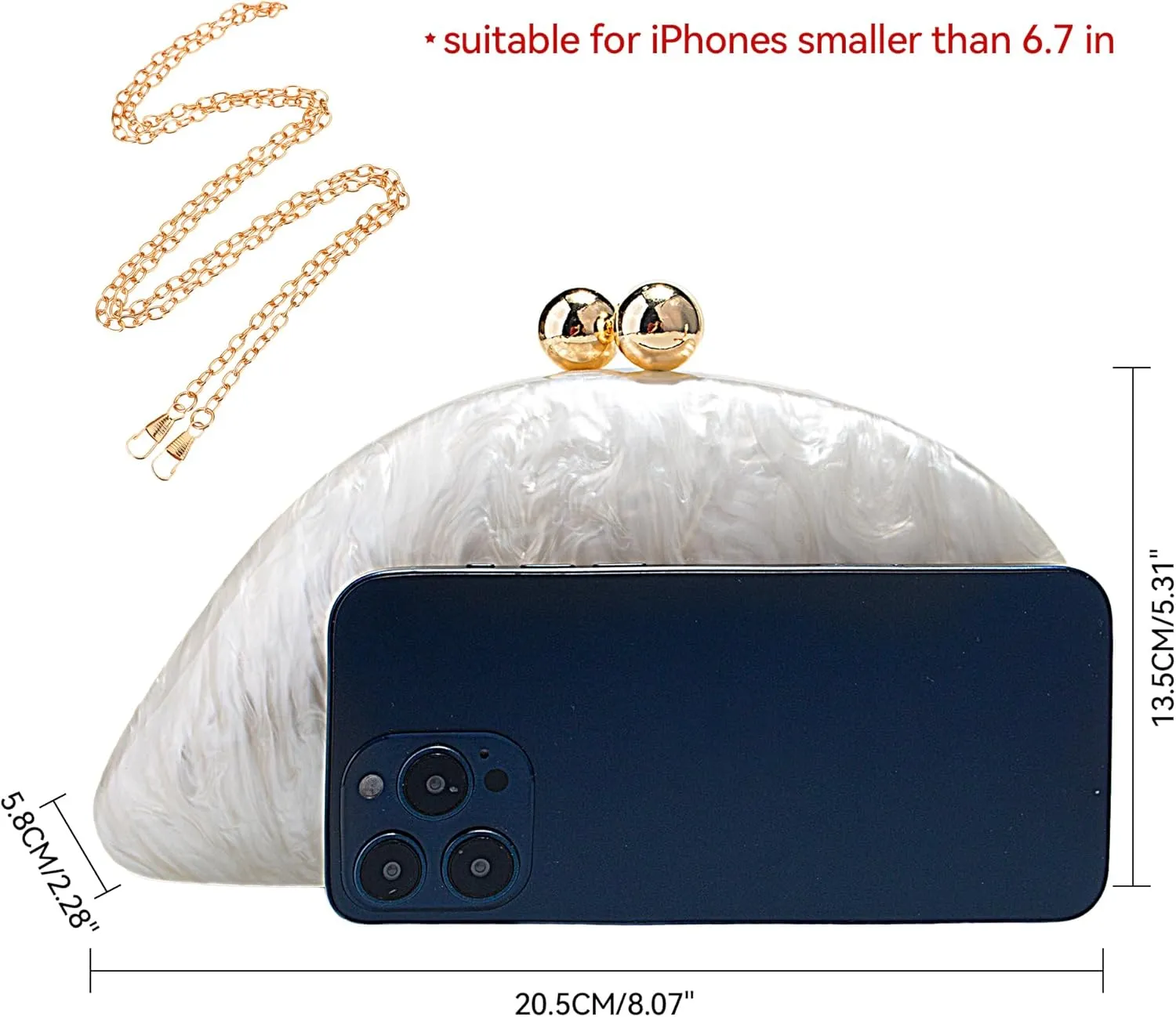 jessie Acrylic Evening Clutch Bag for Women Marble Purse Handbag for Wedding Party Prom