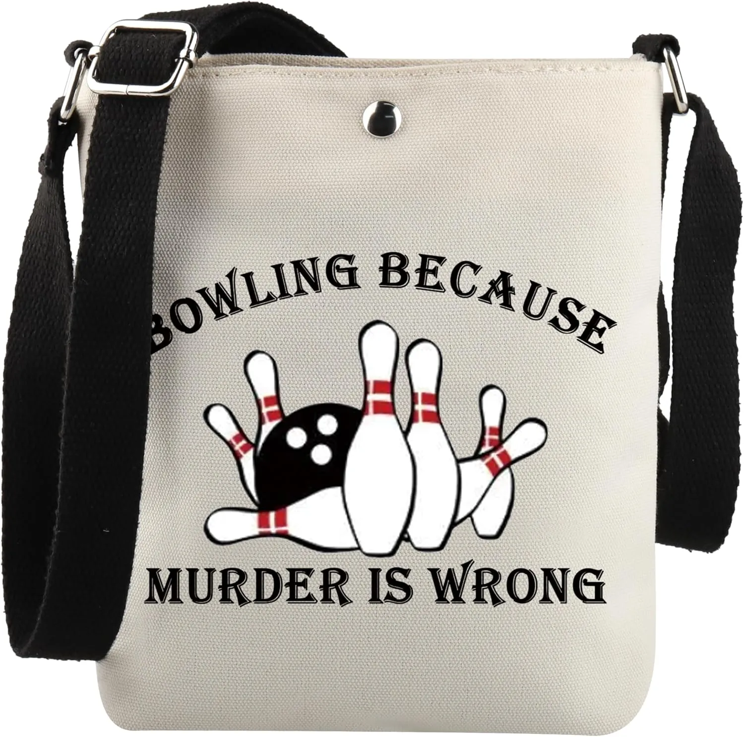 JNIAP Bowling Lover Gift Bowling Because Murder is Wrong Crossbody Bag Bowling Team Gift