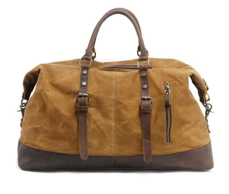 Large Waxed Canvas Weekender Duffle Bag Travel Mens