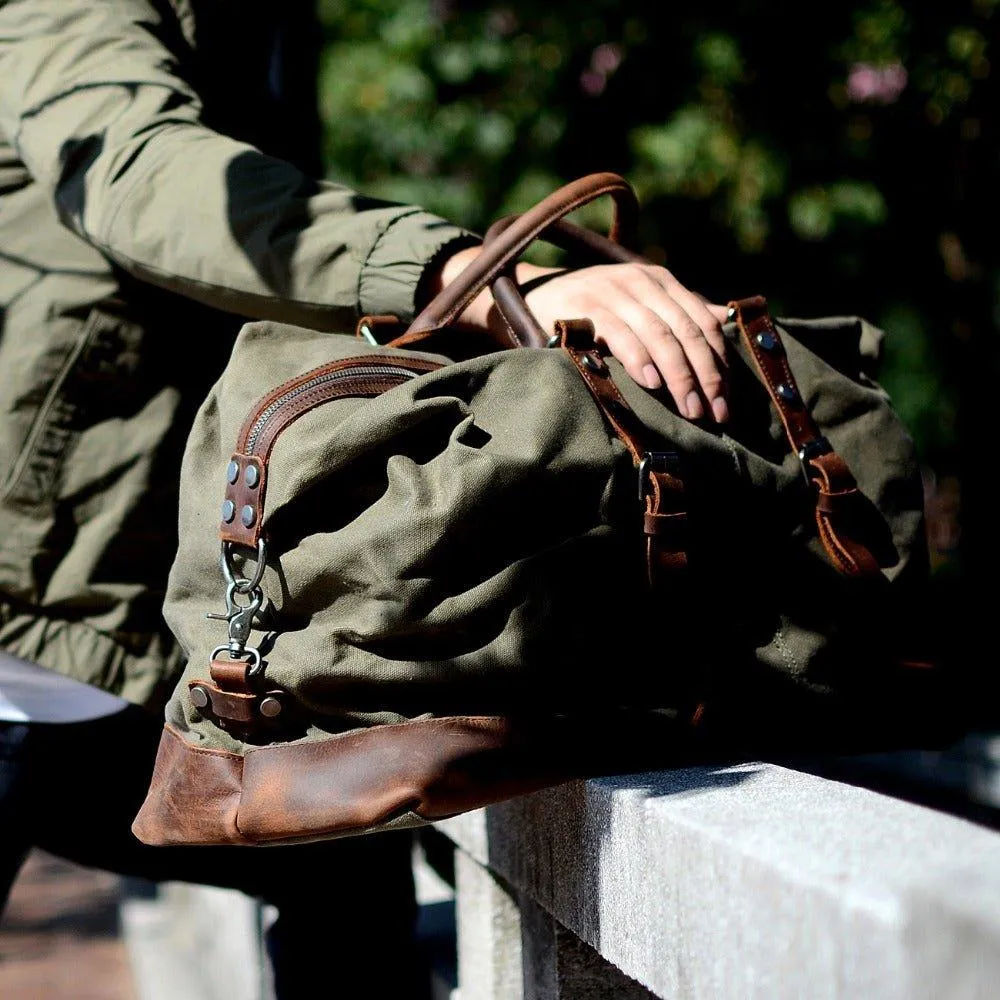 Large Waxed Canvas Weekender Duffle Bag Travel Mens