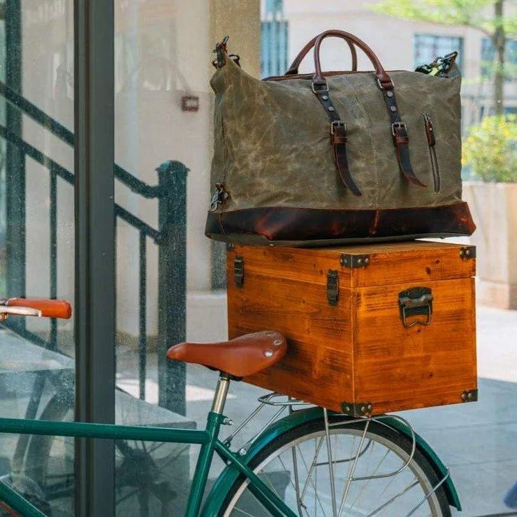 Large Waxed Canvas Weekender Duffle Bag Travel Mens