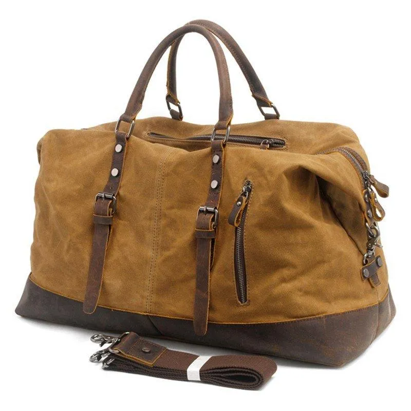 Large Waxed Canvas Weekender Duffle Bag Travel Mens
