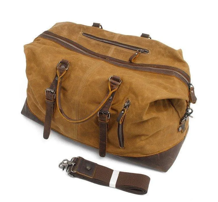 Large Waxed Canvas Weekender Duffle Bag Travel Mens