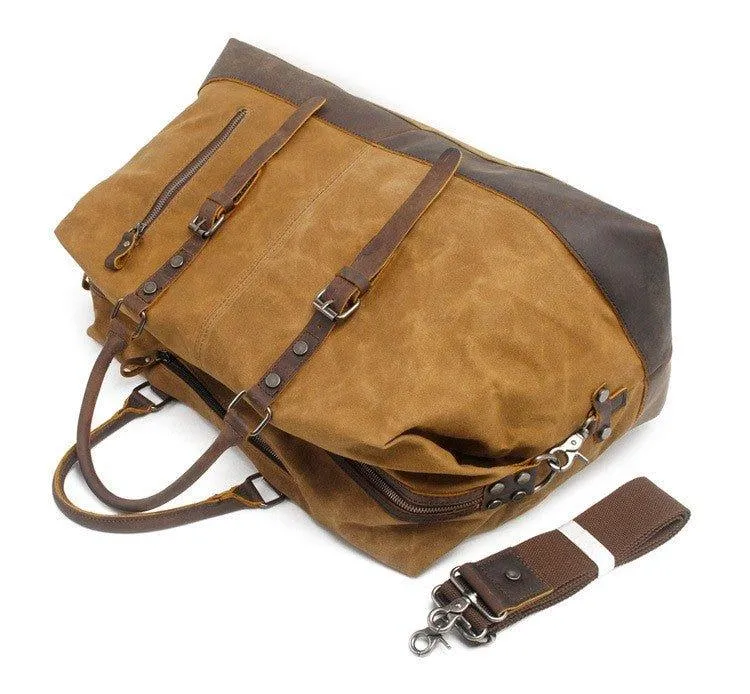 Large Waxed Canvas Weekender Duffle Bag Travel Mens