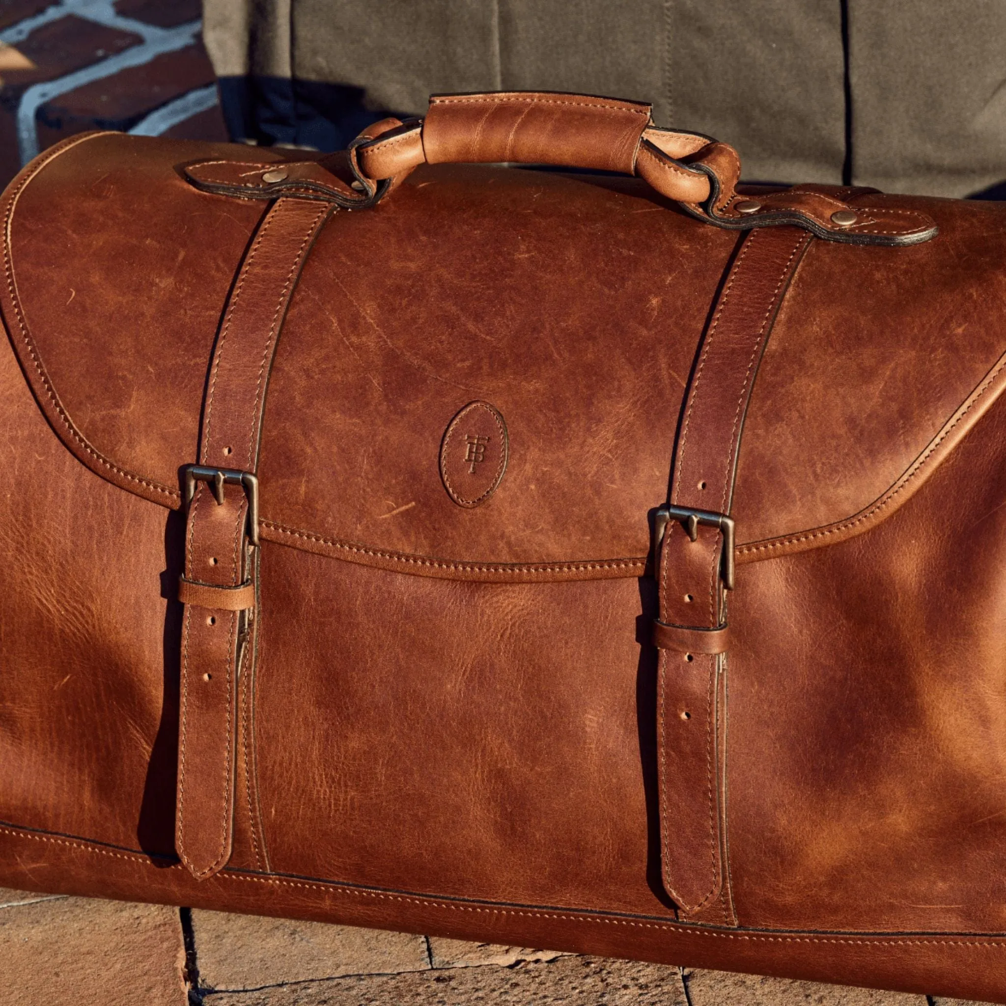 Leather Weekender Duffel Bag