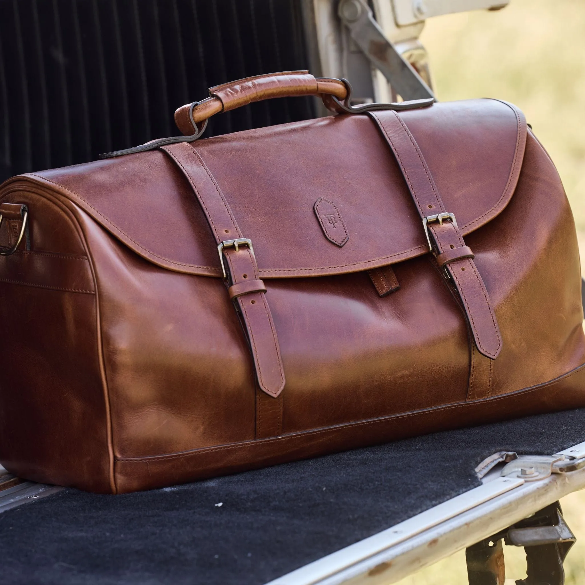 Leather Weekender Duffel Bag
