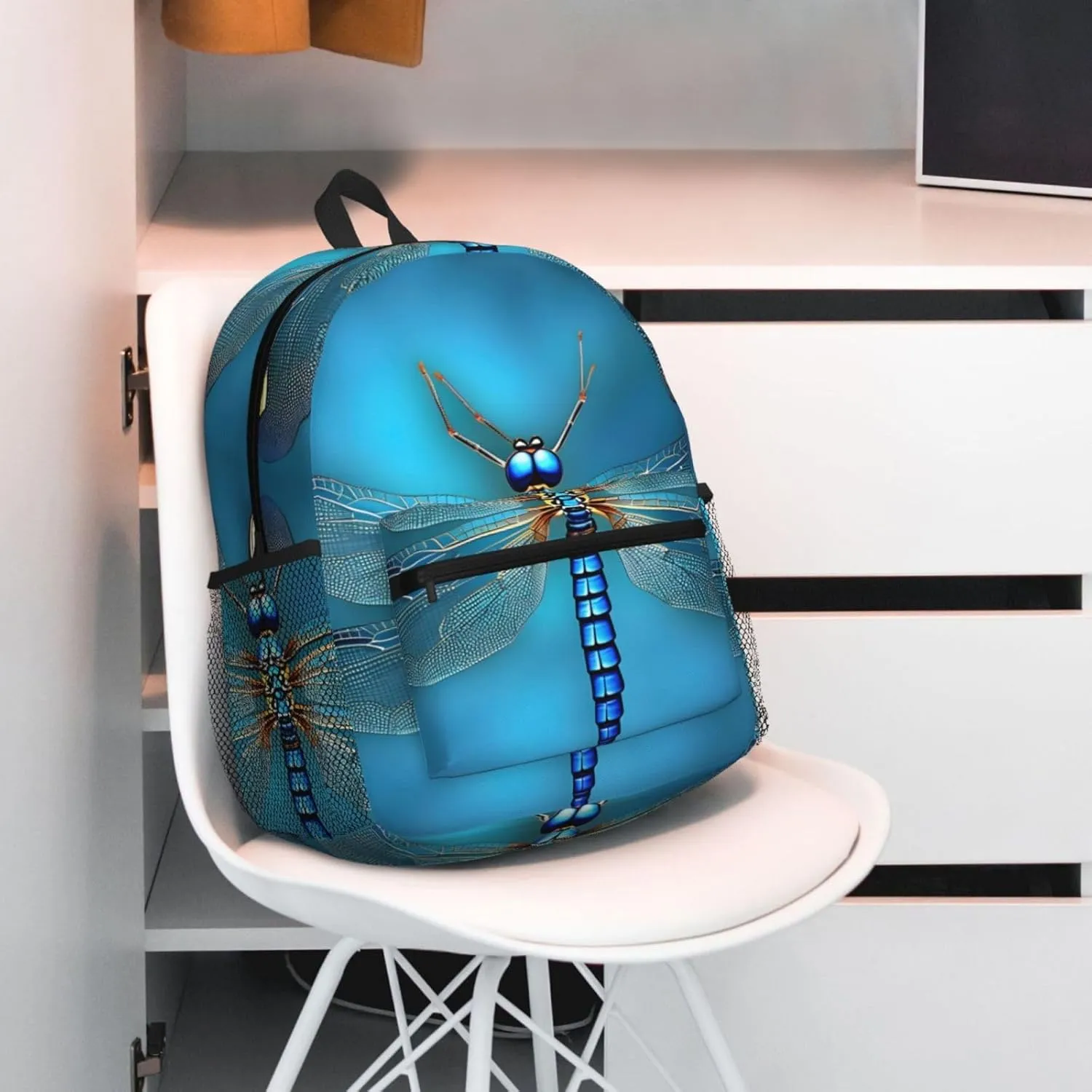 Lightweight Laptop Backpack,Casual Daypack Travel Backpack Bookbag Work Bag for Men and Women-Blue Odonata Pattern