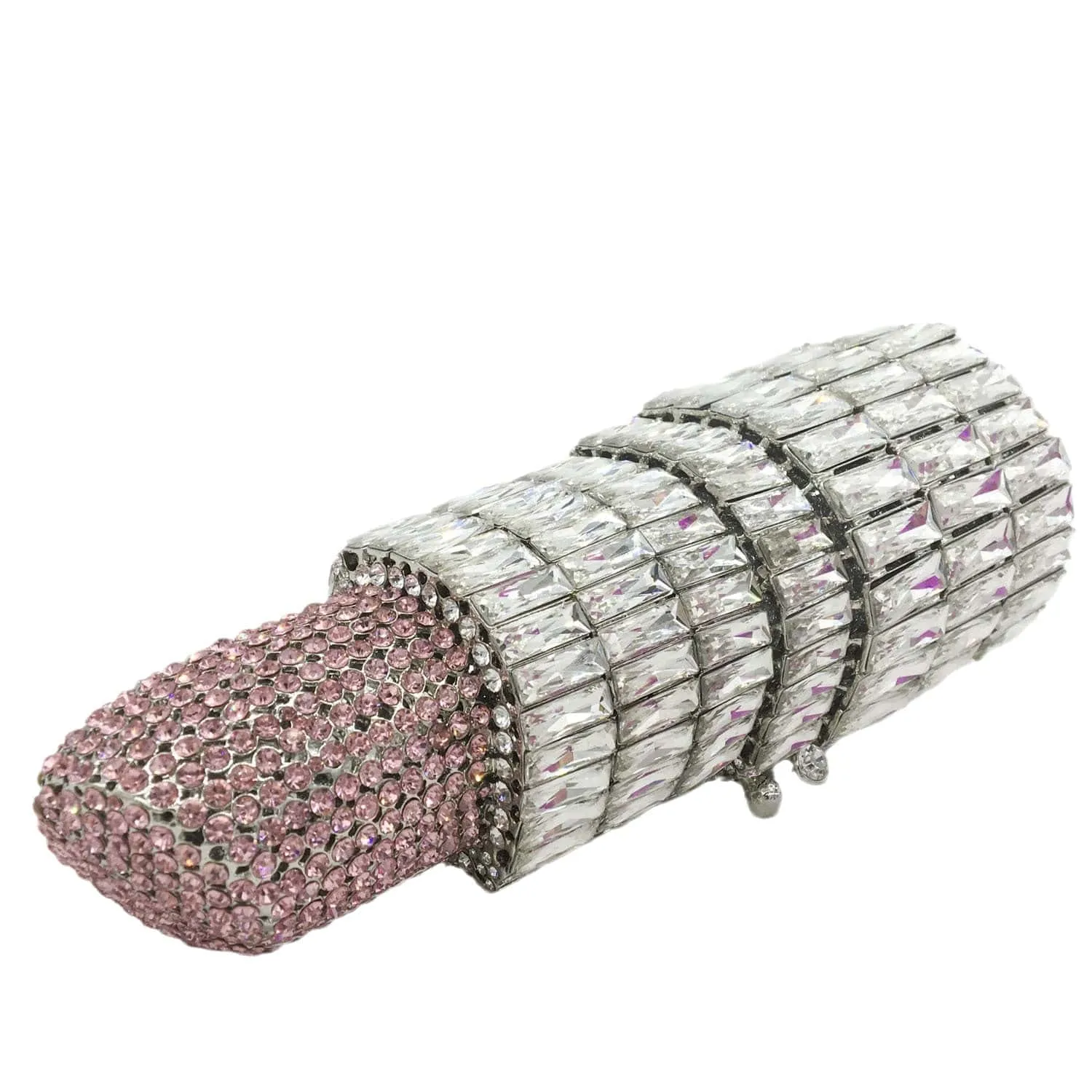 Lipstick Crystal Purse Rhinestone Clutch Evening Handbag