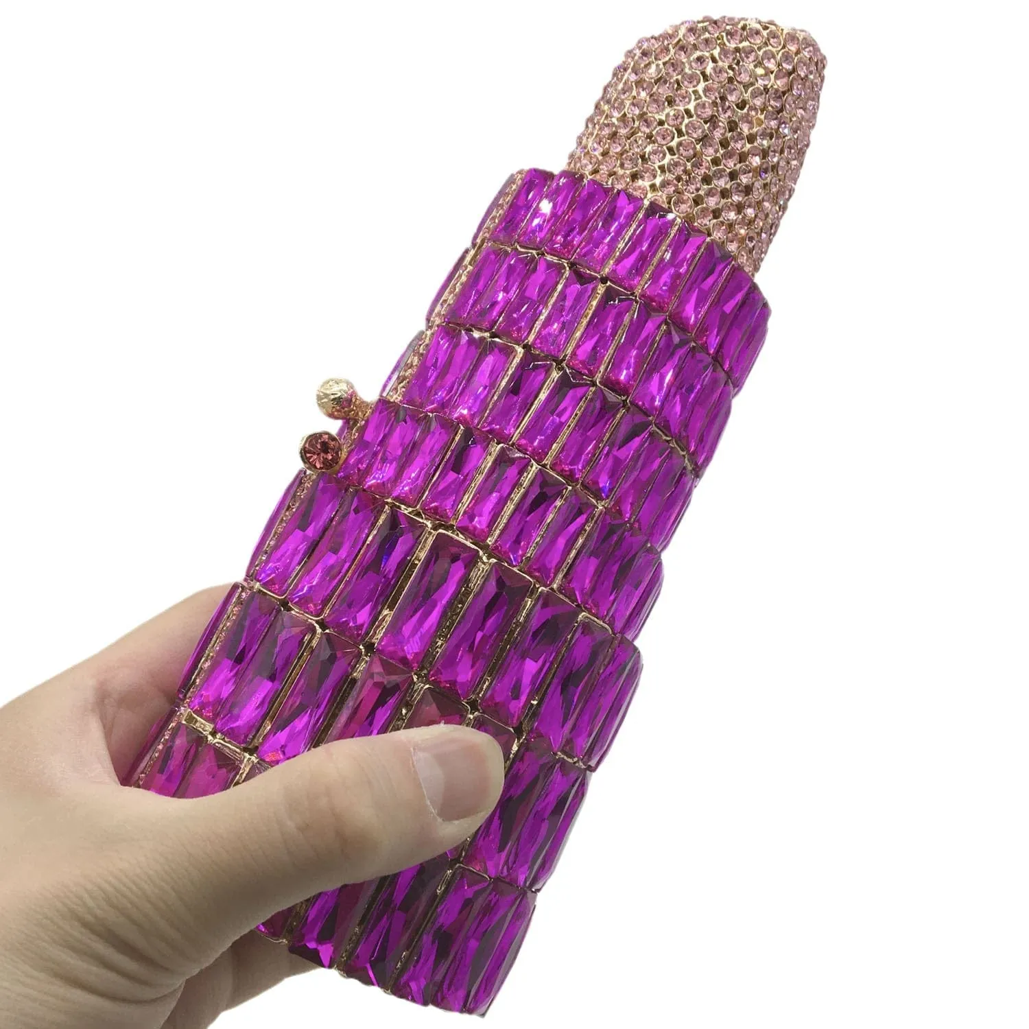 Lipstick Crystal Purse Rhinestone Clutch Evening Handbag