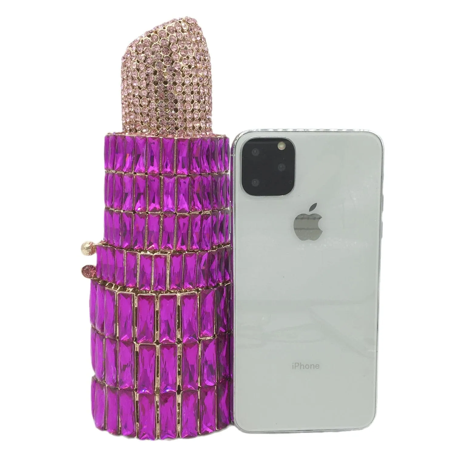 Lipstick Crystal Purse Rhinestone Clutch Evening Handbag
