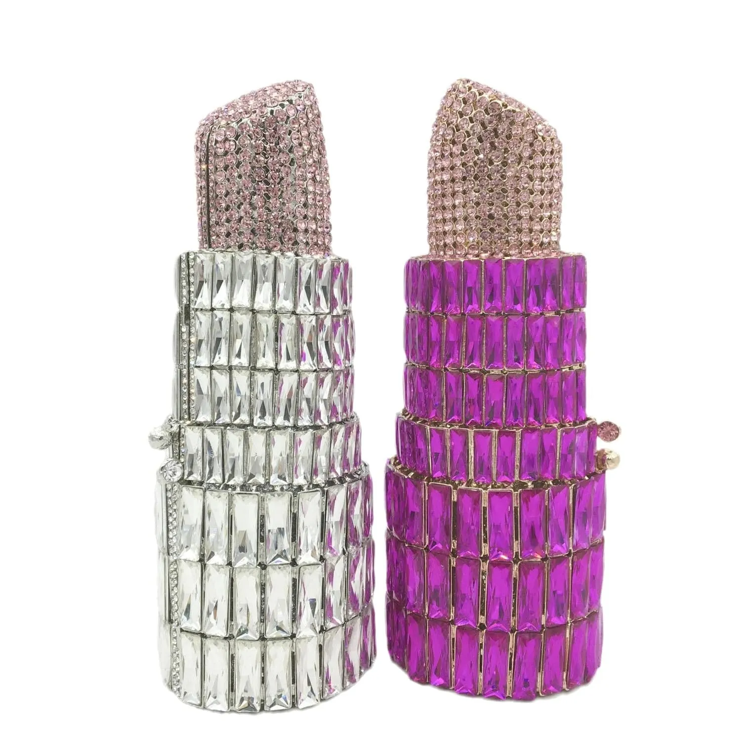 Lipstick Crystal Purse Rhinestone Clutch Evening Handbag