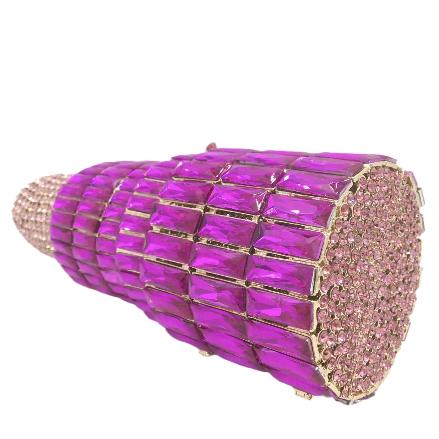 Lipstick Crystal Purse Rhinestone Clutch Evening Handbag