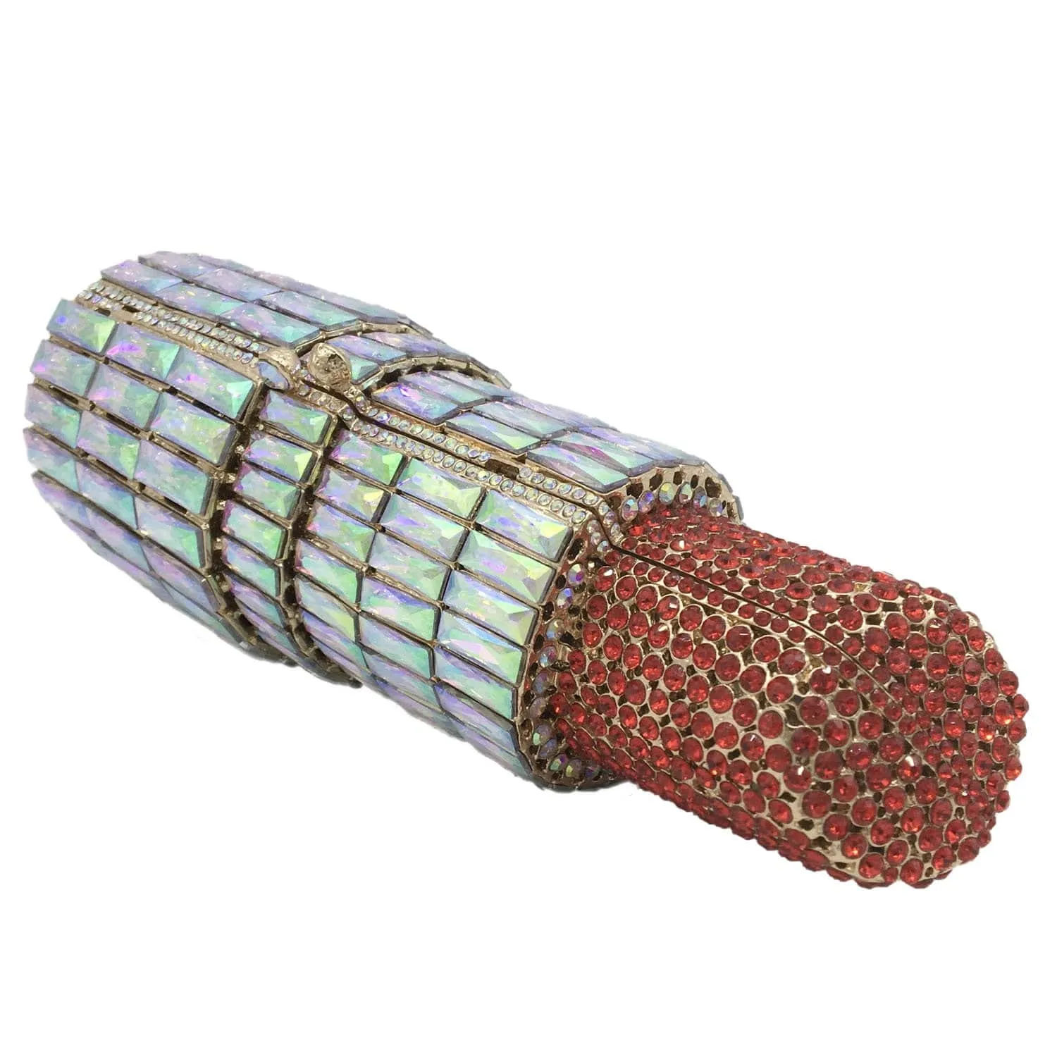 Lipstick Crystal Purse Rhinestone Clutch Evening Handbag