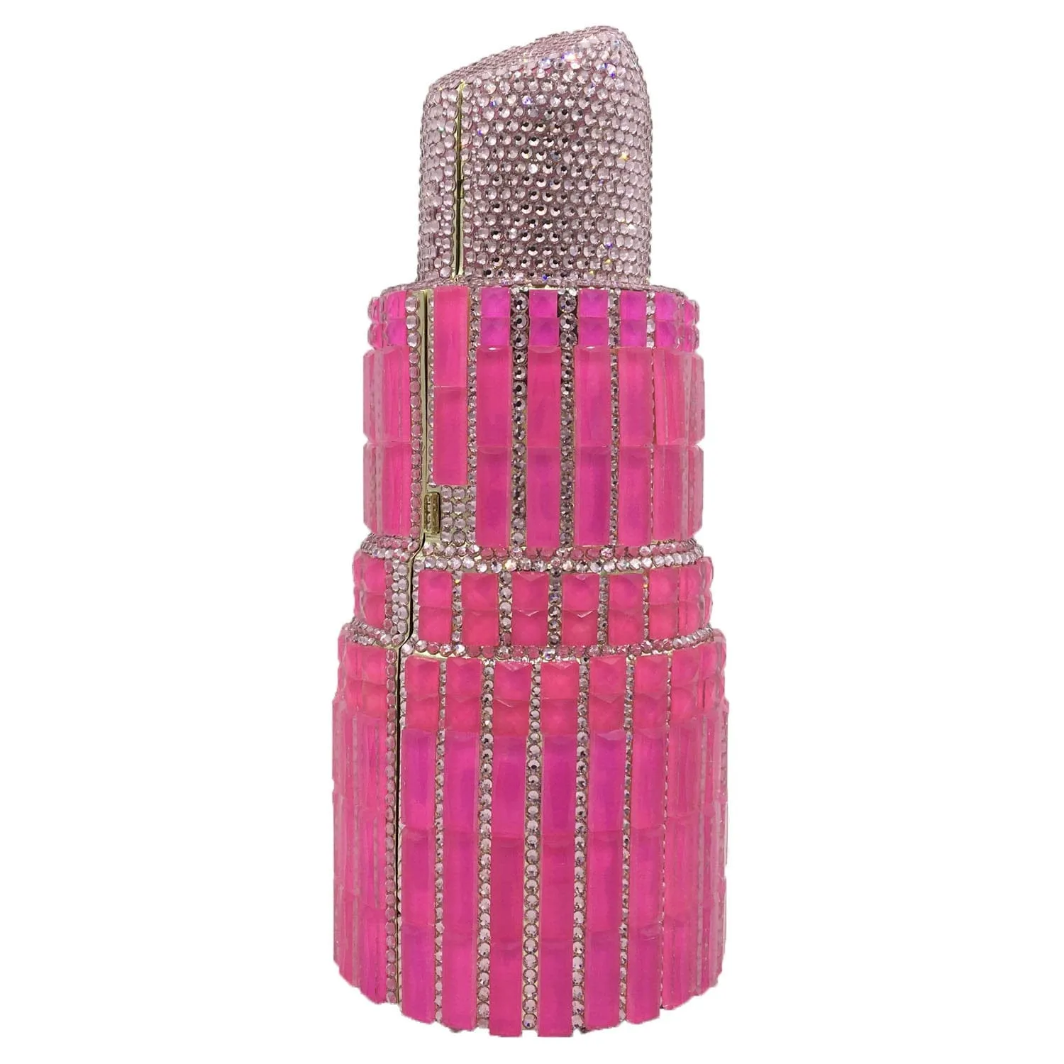 Lipstick Crystal Purse Rhinestone Clutch Evening Handbag
