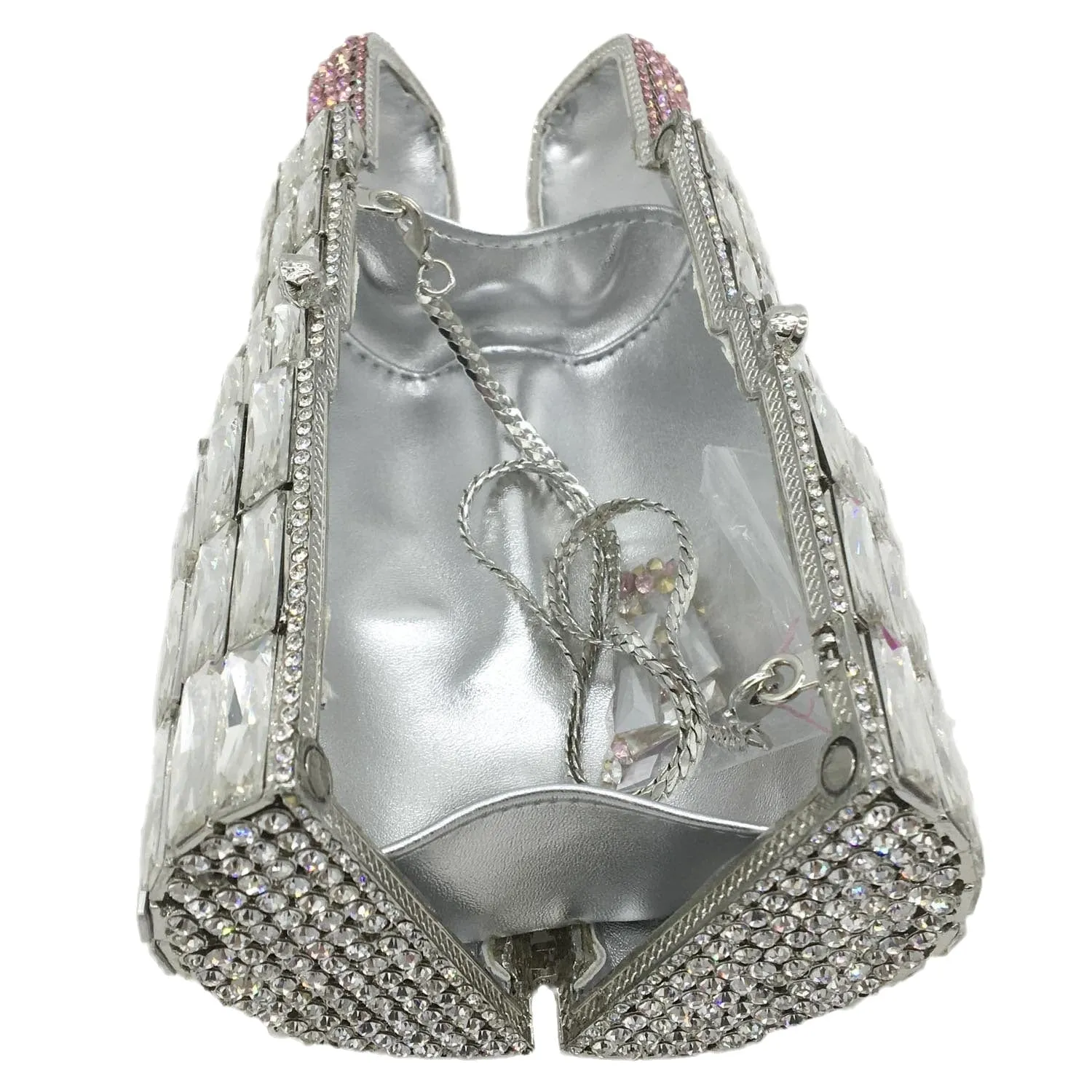 Lipstick Crystal Purse Rhinestone Clutch Evening Handbag