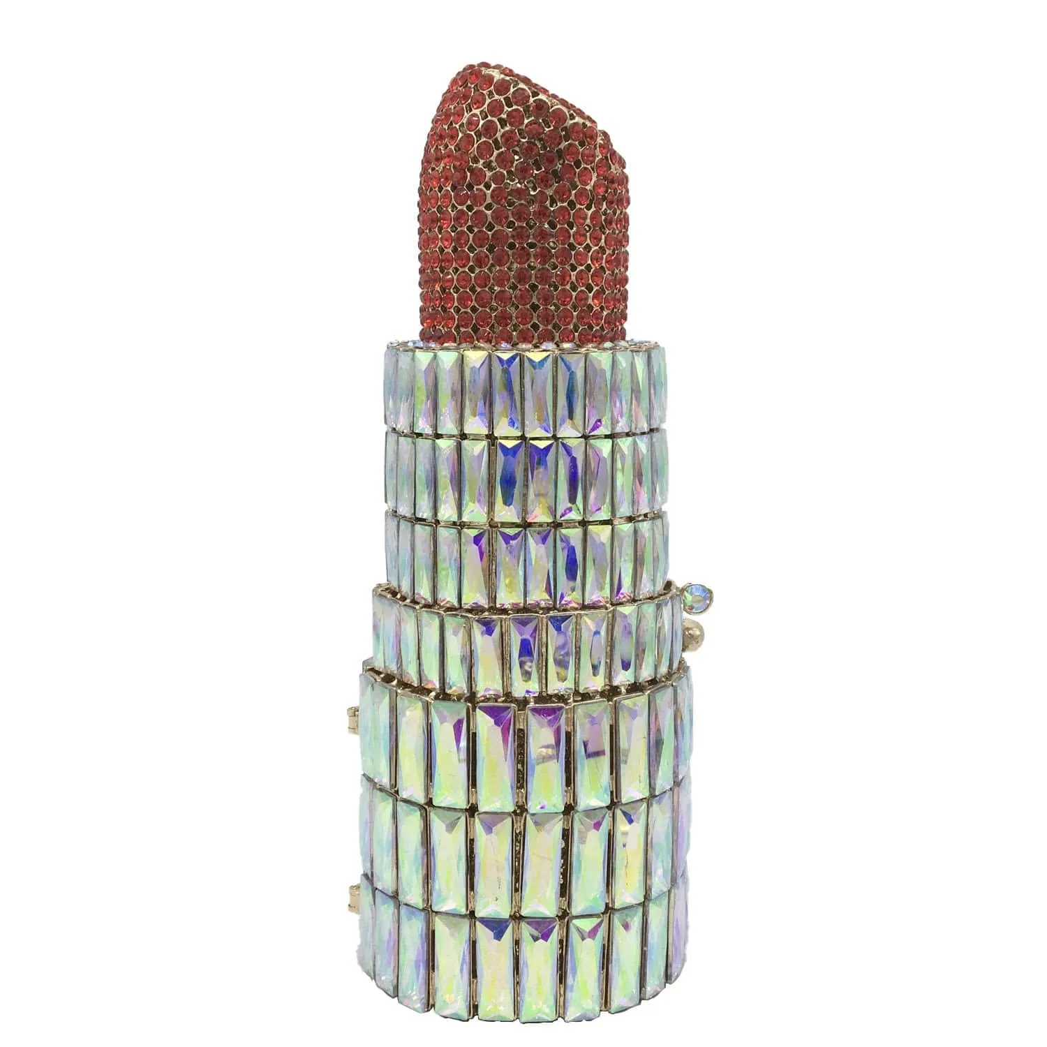 Lipstick Crystal Purse Rhinestone Clutch Evening Handbag