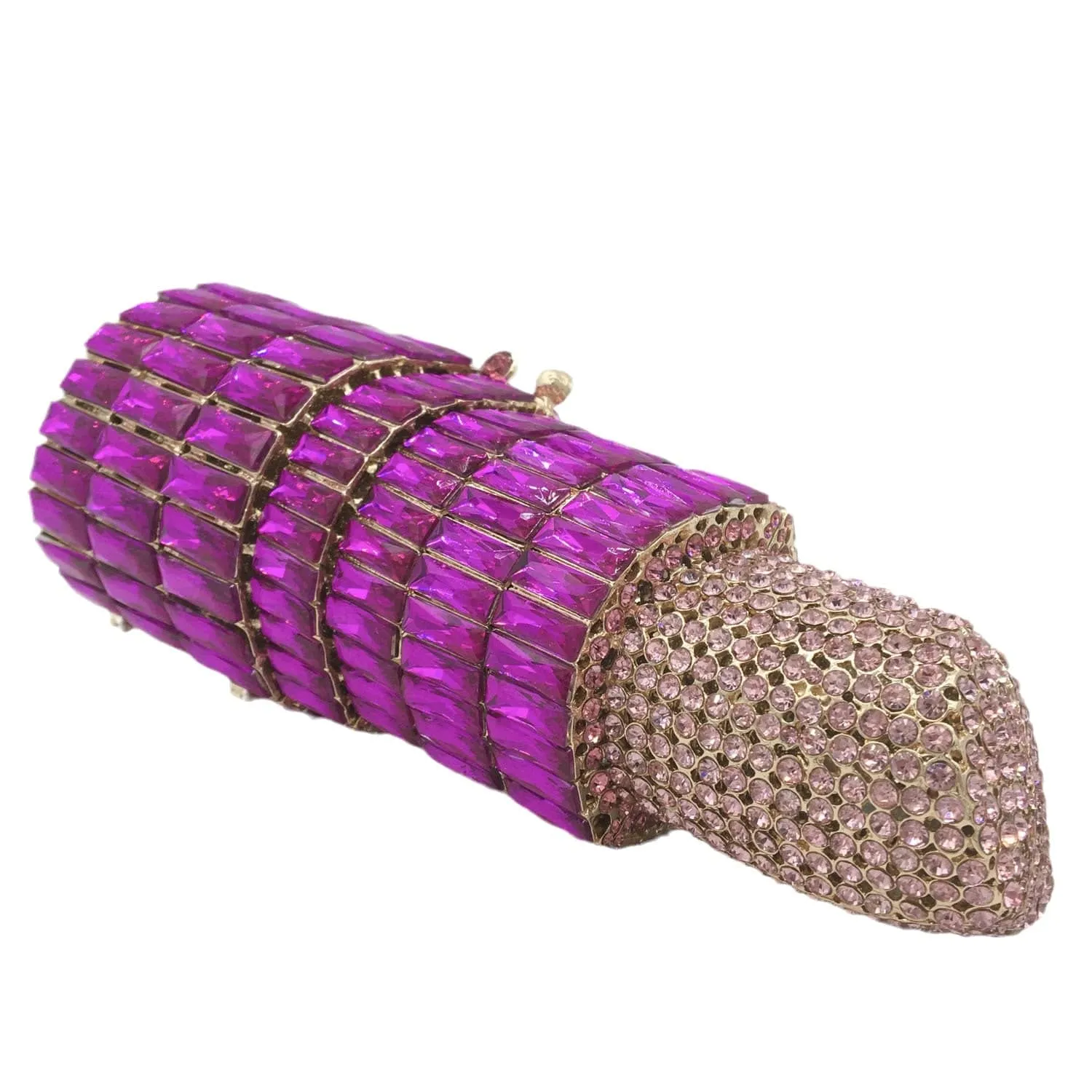 Lipstick Crystal Purse Rhinestone Clutch Evening Handbag