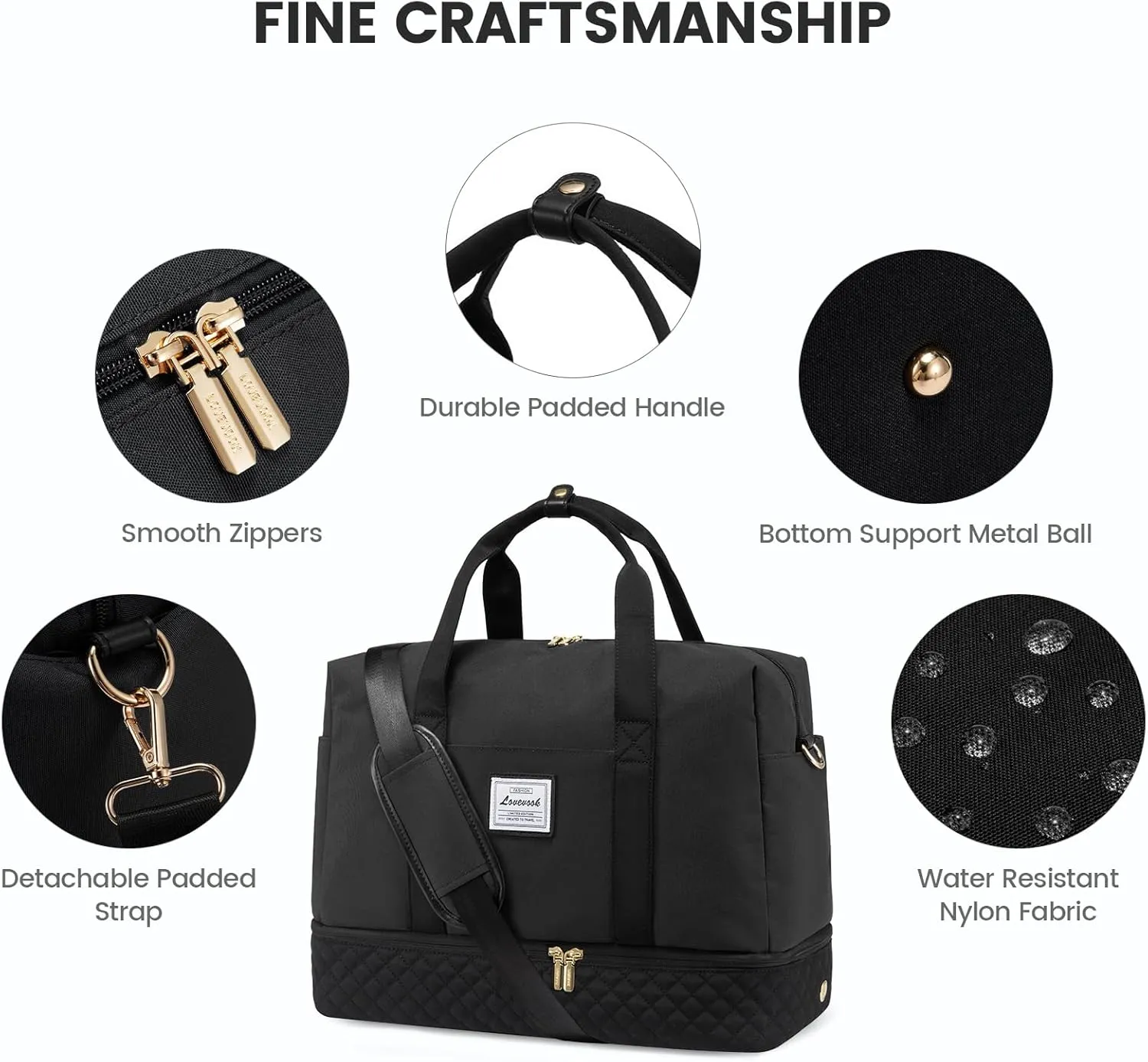 LOVEVOOK Travel Duffel Bag, 21inch Weekender Bags for Women with Shoe Compartment45L Carry on Overnight Bag with Toiletry Bag