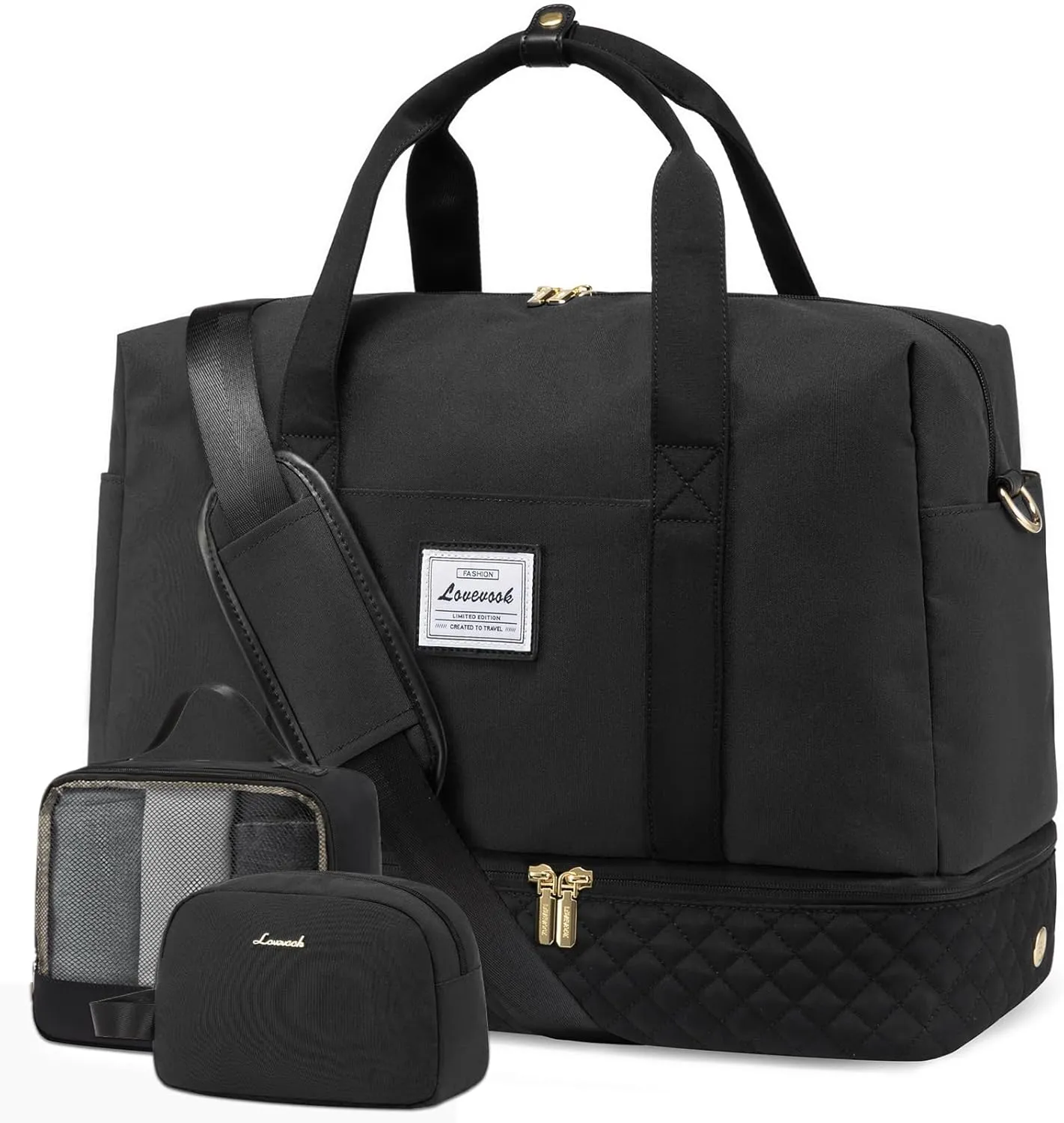 LOVEVOOK Travel Duffel Bag, 21inch Weekender Bags for Women with Shoe Compartment45L Carry on Overnight Bag with Toiletry Bag