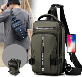 Luckyabow Waterproof Crossbody Bag, Waterproof Sling Bag Crossbody Backpack For Men Women For Hiking, Walking (Khaki)