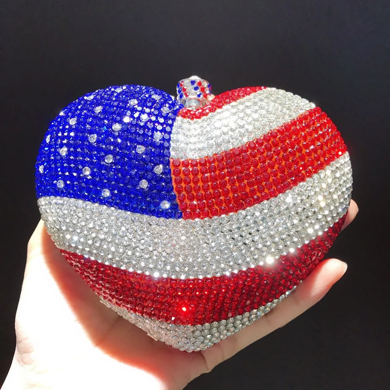 Luxury Crystal American Flag Clutch Bag