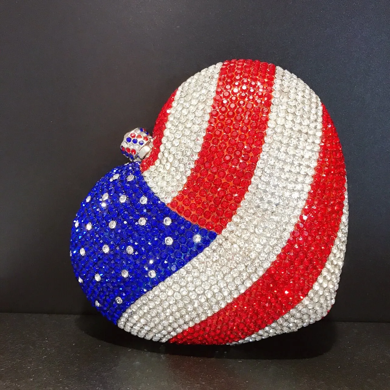Luxury Crystal American Flag Clutch Bag