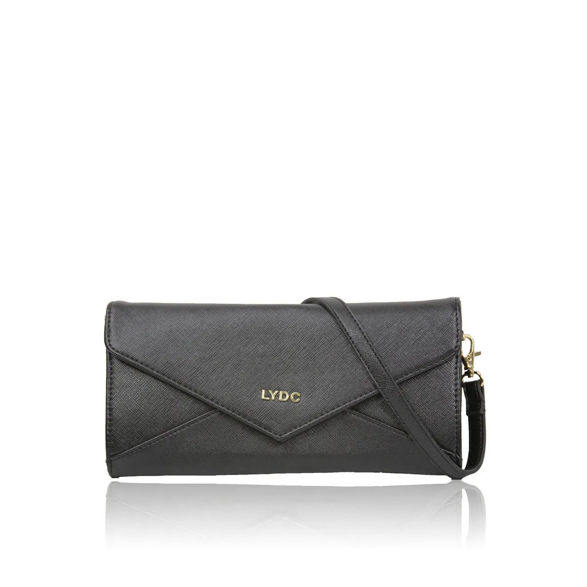LYDC Verse Black Envelope Clutch Bag