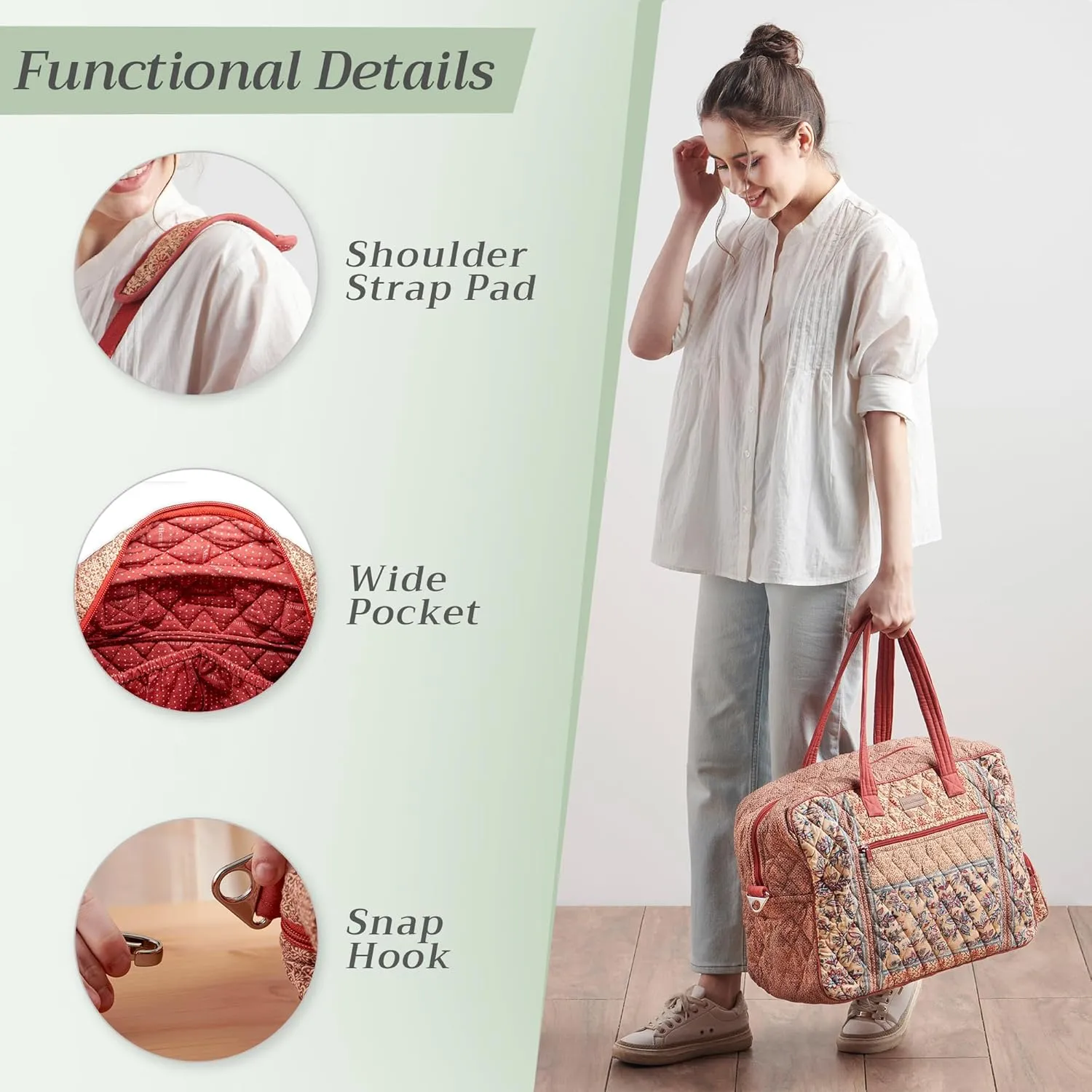 Maison d' Hermine Weekender Bags for Women Cotton Quilted Duffel Overnight Luggage Weekend Bag for Men Gym Sports Gifts Travel Business Travellers Family Trip