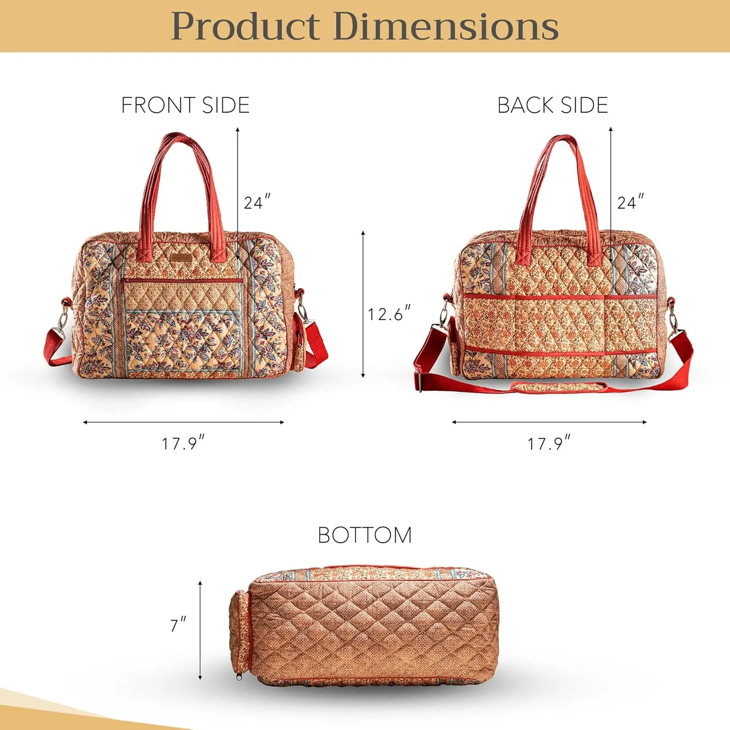 Maison d' Hermine Weekender Bags for Women Cotton Quilted Duffel Overnight Luggage Weekend Bag for Men Gym Sports Gifts Travel Business Travellers Family Trip