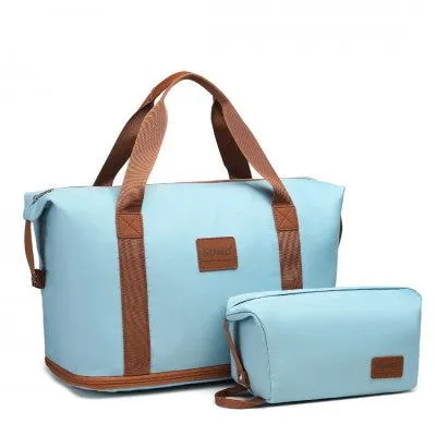 Mama & Baby Two Piece Expandable Waterproof Travel/Hospital Duffel Bag Set (Available in Apple Green/Beige/Pink/Navy/Blue/Purple)